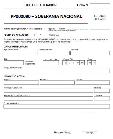 Ficha de Afiliación de Militantes